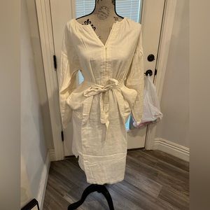 Universal thread long sleeve button front linen dress size large